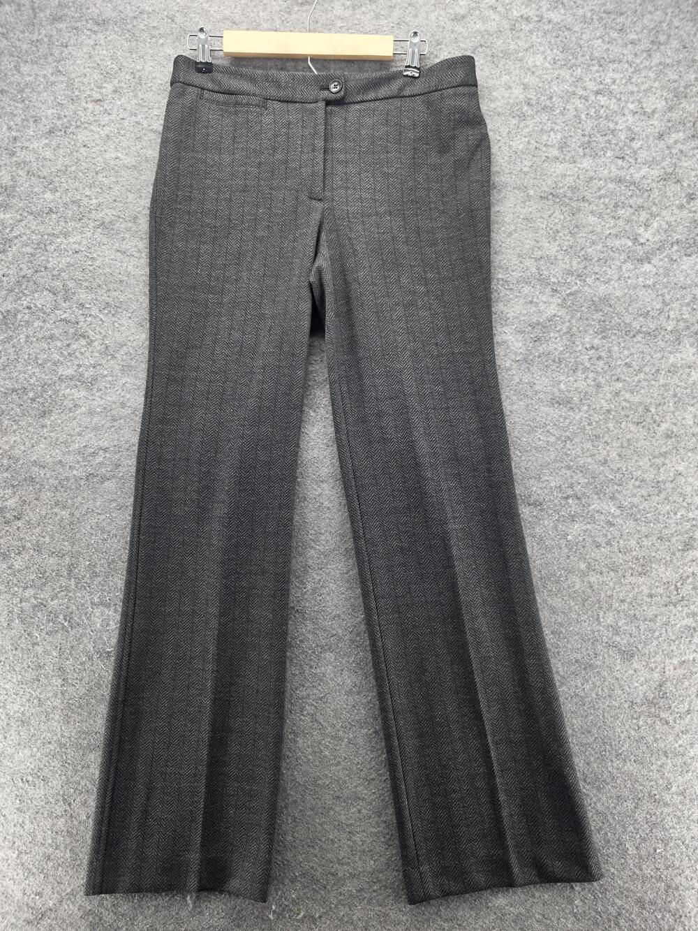 Talbots Pants Womens 6 Gray Herringbone Straight Leg Stretch Career Work NWT